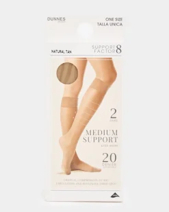 Online Dunnes Stores 20 Denier Medium Support Knee Highs - Pack Of 2