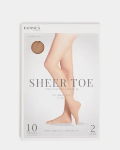 Clearance Dunnes Stores 10 Denier Sandal Toe Tights - Pack of 2