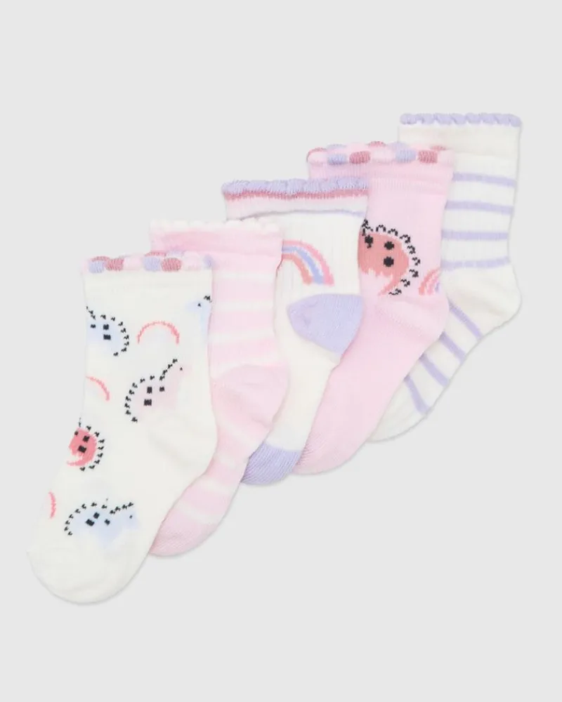 New Dunnes Stores Baby Girls Design Socks - Pack Of 5