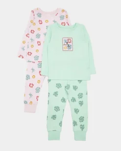 New Dunnes Stores Baby Girls Pyjamas - Pack Of 2 (6 Months-4 Years)