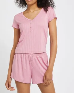 Discount Dunnes Stores Button Shorts Pyjama Set
