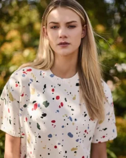 Outlet Dunnes Stores Carolyn Donnelly The Edit Splash Print Short Sleeve Jumper