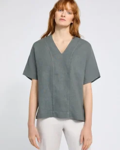 Sale Dunnes Stores Carolyn Donnelly The Edit V-Neck Khaki Linen Top