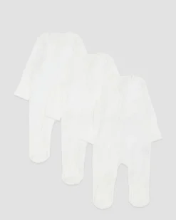 Best Dunnes Stores Cotton Cream Two-Way-Zip Sleepsuit - Pack Of 3 (Newborn-12 Months)