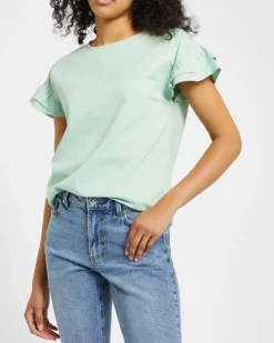 Sale Dunnes Stores Cotton Frill Sleeve T-Shirt