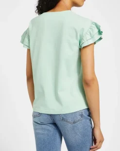 Sale Dunnes Stores Cotton Frill Sleeve T-Shirt