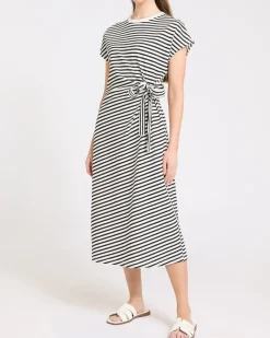 New Dunnes Stores Cotton Tie Side Jersey Midi Dress