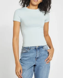 Fashion Dunnes Stores Crop Fitted Polyamide Stretch Top