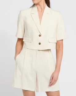 Sale Dunnes Stores Cropped Linen Blend Jacket