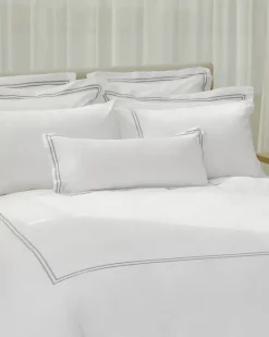 Best Dunnes Stores Francis Brennan the Collection Grey Euro Double Stripe Pillowcase