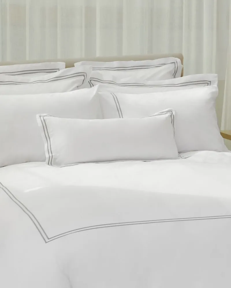 Best Dunnes Stores Francis Brennan the Collection Grey Euro Double Stripe Pillowcase