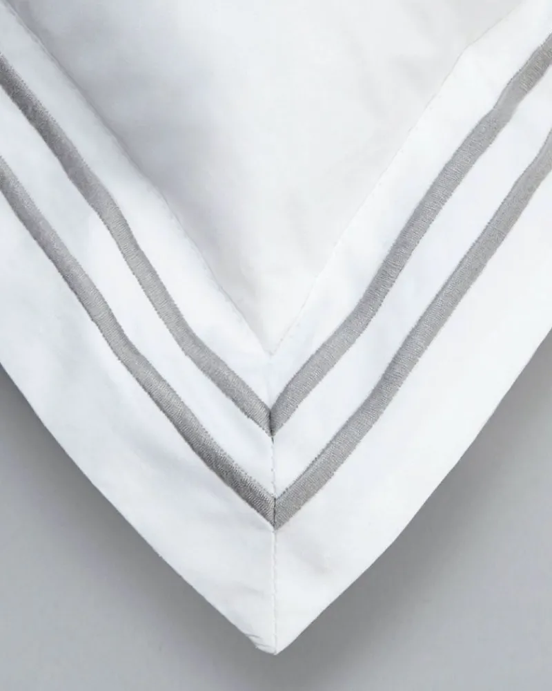 Best Dunnes Stores Francis Brennan the Collection Grey Euro Double Stripe Pillowcase