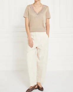 Outlet Dunnes Stores Gallery Freida Lace Linen Look T-Shirt