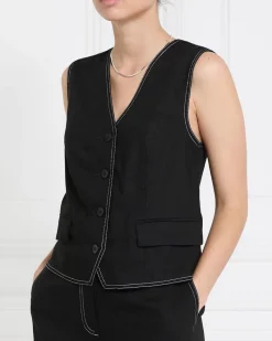 New Dunnes Stores Gallery Linen Blend Contrast Stitch Waistcoat