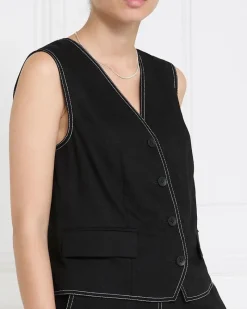 New Dunnes Stores Gallery Linen Blend Contrast Stitch Waistcoat