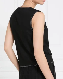 New Dunnes Stores Gallery Linen Blend Contrast Stitch Waistcoat