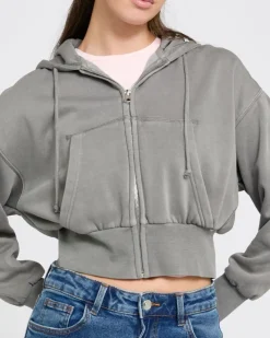 Outlet Dunnes Stores Garment Dye Cropped Hoodie