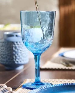 Sale Dunnes Stores Hammered Blue Tint Wine Glass