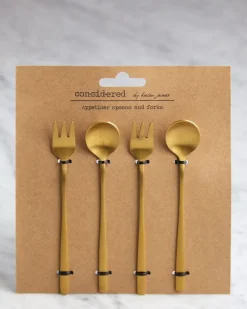 Sale Dunnes Stores Helen James Considered Brass Plated Spoon And Fork - Pack Of 4