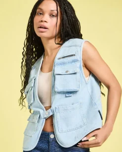 Outlet Dunnes Stores Helen Steele Denim Utility Waistcoat Jacket