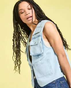 Outlet Dunnes Stores Helen Steele Denim Utility Waistcoat Jacket