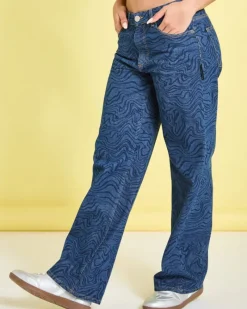 Discount Dunnes Stores Helen Steele Mid Rise Wide Leg Printed Jeans