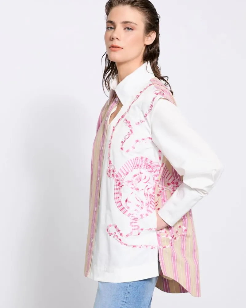 Best Dunnes Stores Joanne Hynes The Cut Away Pinstripe Heirloom Embroidered Shirt