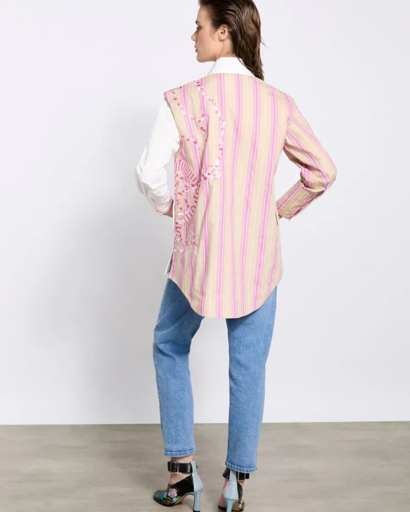 Best Dunnes Stores Joanne Hynes The Cut Away Pinstripe Heirloom Embroidered Shirt