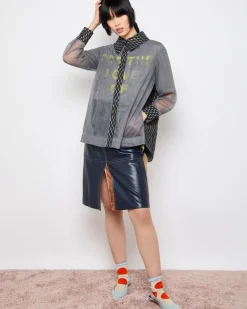 Discount Dunnes Stores Joanne Hynes 'Dopamine' Candy Denim And Draped Grey Mesh Shirt