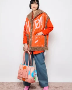 New Dunnes Stores Joanne Hynes 'HEY!' Gimme Dopamine! PU And Borg Lined Appliqué Gilet