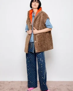 New Dunnes Stores Joanne Hynes 'HEY!' Gimme Dopamine! PU And Borg Lined Appliqué Gilet