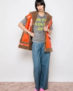 New Dunnes Stores Joanne Hynes 'HEY!' Gimme Dopamine! PU And Borg Lined Appliqué Gilet