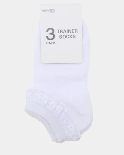 Hot Dunnes Stores Lace Trim Trainer Socks - Pack Of 3