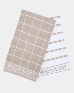 Hot Dunnes Stores Large Terry Tea Towels - Pack Of 2