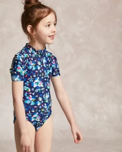 New Dunnes Stores Leigh Tucker Willow Shiv Short Sleeve Swimsuit (3-14 Years)