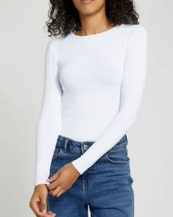 Clearance Dunnes Stores Long Sleeve Crew Neck Polyamide Fitted Top