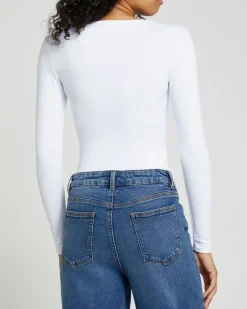 Clearance Dunnes Stores Long Sleeve Crew Neck Polyamide Fitted Top