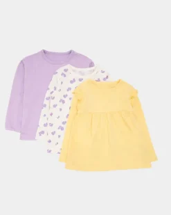 New Dunnes Stores Long-Sleeved Top - Pack Of 3 (6 Months-5 Years)