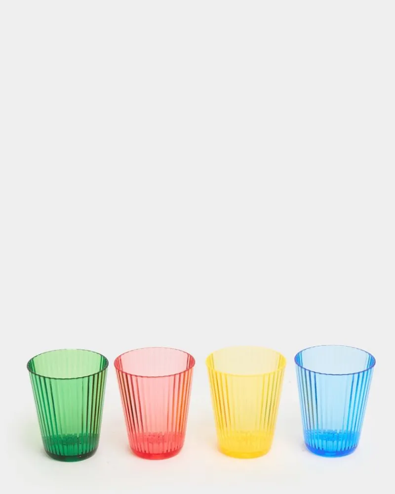 Discount Dunnes Stores Multicolour Ribbed Tumblers - Pack Of 4