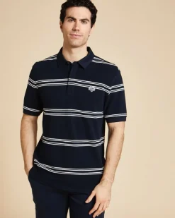 New Dunnes Stores Paul Costelloe Living Men Textured Rib Stripe Polo Shirt