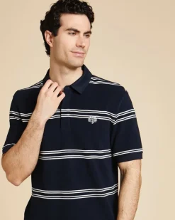 New Dunnes Stores Paul Costelloe Living Men Textured Rib Stripe Polo Shirt