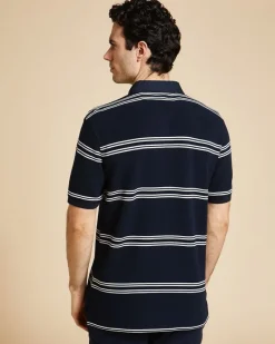 New Dunnes Stores Paul Costelloe Living Men Textured Rib Stripe Polo Shirt