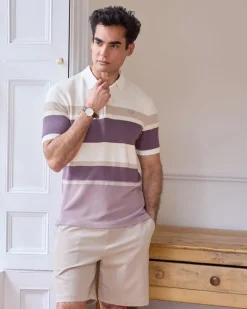 Outlet Dunnes Stores Paul Costelloe Living Men Textured Rib Stripe Polo Shirt