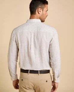 Fashion Dunnes Stores Paul Costelloe Living Men Longs-Sleeved Linen Stripe Shirt