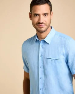 Clearance Dunnes Stores Paul Costelloe Living Men Short Sleeve Solid Linen Shirt
