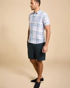 Clearance Dunnes Stores Paul Costelloe Living Men Short Sleeve Linen Check Shirt