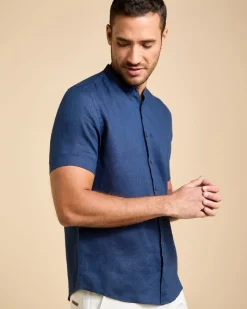 Outlet Dunnes Stores Paul Costelloe Living Men Short Sleeve Linen Grandad Shirt