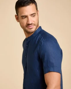 Outlet Dunnes Stores Paul Costelloe Living Men Short Sleeve Linen Grandad Shirt