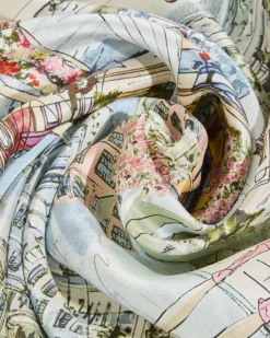 New Dunnes Stores Paul Costelloe Living Studio Lake Garda Print Silk Scarf