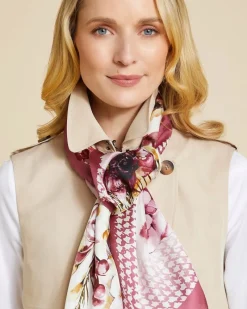 Outlet Dunnes Stores Paul Costelloe Living Studio Floral Dogtooth Silk Scarf